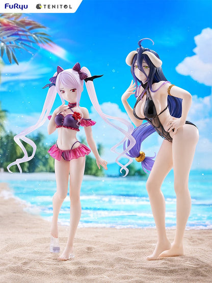 Overlord Tenitol Tall Albedo Figure featuring Albedo in a black swimsuit with dark purple hair, horns, and gold accessories.