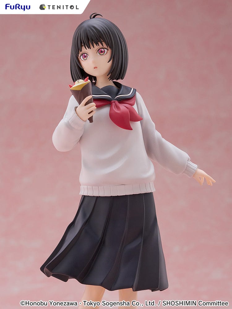 SHOSHIMIN: How to Become Ordinary Tenitol Yuki Osanai Figure holding a crepe, dressed in a school uniform with a flowing skirt, standing on a detailed base.