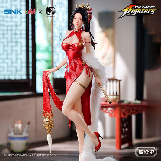 Mai Shiranui The King of Fighters Red Skirt Dance Ver. 1/6 Scale Figure featuring a stunning red qipao design and luxurious decorative base.