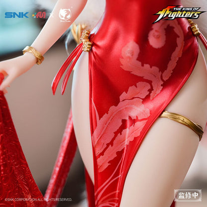 Mai Shiranui The King of Fighters Red Skirt Dance Ver. 1/6 Scale Figure featuring a stunning red qipao design and luxurious decorative base.