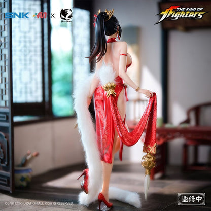 Mai Shiranui The King of Fighters Red Skirt Dance Ver. 1/6 Scale Figure featuring a stunning red qipao design and luxurious decorative base.