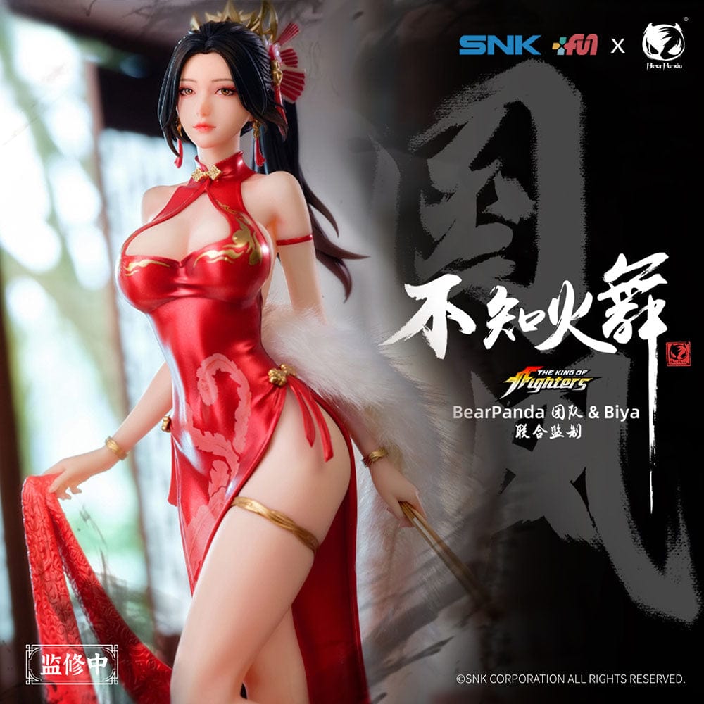 Mai Shiranui The King of Fighters Red Skirt Dance Ver. 1/6 Scale Figure featuring a stunning red qipao design and luxurious decorative base.