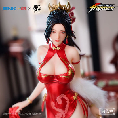 Mai Shiranui The King of Fighters Red Skirt Dance Ver. 1/6 Scale Figure featuring a stunning red qipao design and luxurious decorative base.