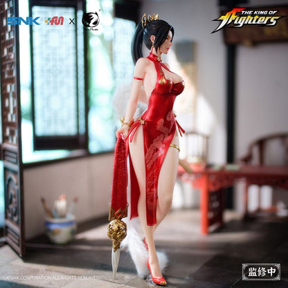 Mai Shiranui The King of Fighters Red Skirt Dance Ver. 1/6 Scale Figure featuring a stunning red qipao design and luxurious decorative base.