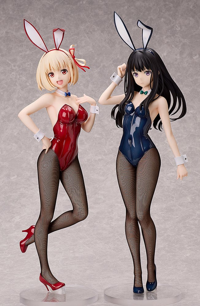 Lycoris Recoil B-Style Takina Inoue 1/4 scale figure wearing a dark blue glossy bunny suit with fabric fishnet stockings.