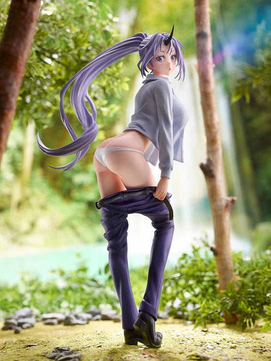 That Time I Got Reincarnated as a Slime Shion (Changing) 1/7 Scale Figure Reissue, featuring the character in mid-change with detailed purple attire and a playful expression.
