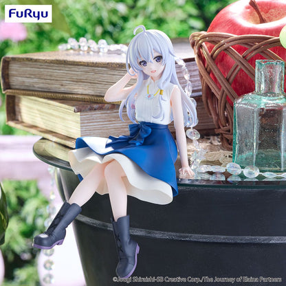 Wandering Witch: The Journey of Elaina Elaina (Flared Skirt Ver.) Noodle Stopper Figure seated in a flared skirt, designed to sit on the edge of surfaces, with flowing silver hair and a relaxed pose.