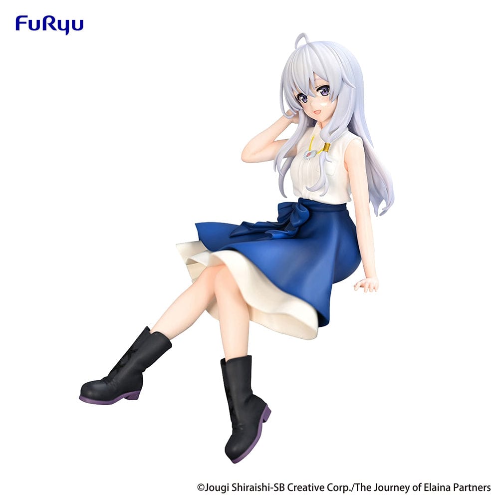 Wandering Witch: The Journey of Elaina Elaina (Flared Skirt Ver.) Noodle Stopper Figure seated in a flared skirt, designed to sit on the edge of surfaces, with flowing silver hair and a relaxed pose.