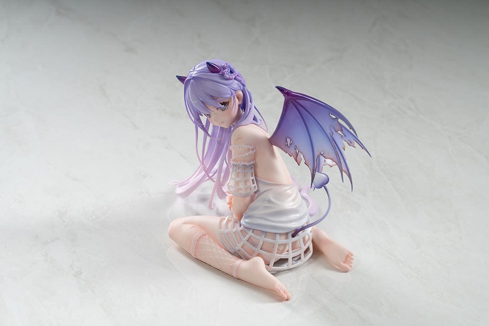 DSmile Original Illustration Demon Girl 1/7 Scale Figure in seated pose with lavender hair, translucent wings, and intricate outfit details.