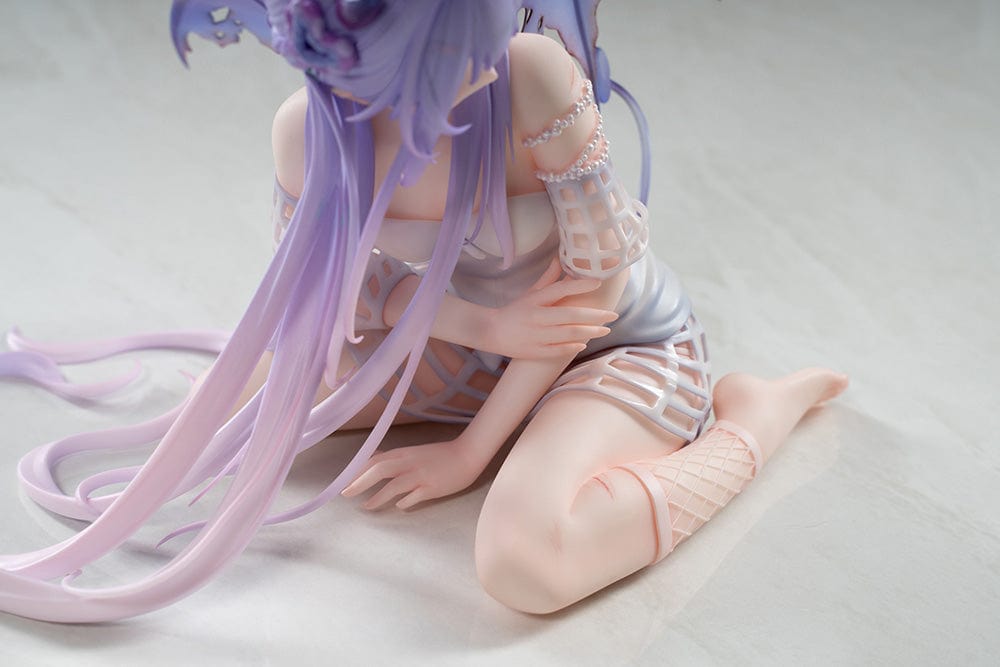 DSmile Original Illustration Demon Girl 1/7 Scale Figure in seated pose with lavender hair, translucent wings, and intricate outfit details.