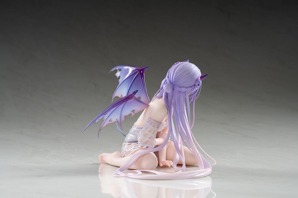 DSmile Original Illustration Demon Girl 1/7 Scale Figure in seated pose with lavender hair, translucent wings, and intricate outfit details.