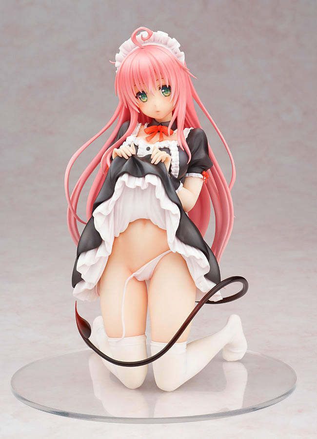 "To Love-Ru Darkness Lala Satalin Deviluke (Maid Ver) 1/7 Scale Figure - Detailed anime figure of Lala in a maid outfit, featuring vibrant pink hair, expressive eyes, and playful pose with her signature long hair and devil tail."
