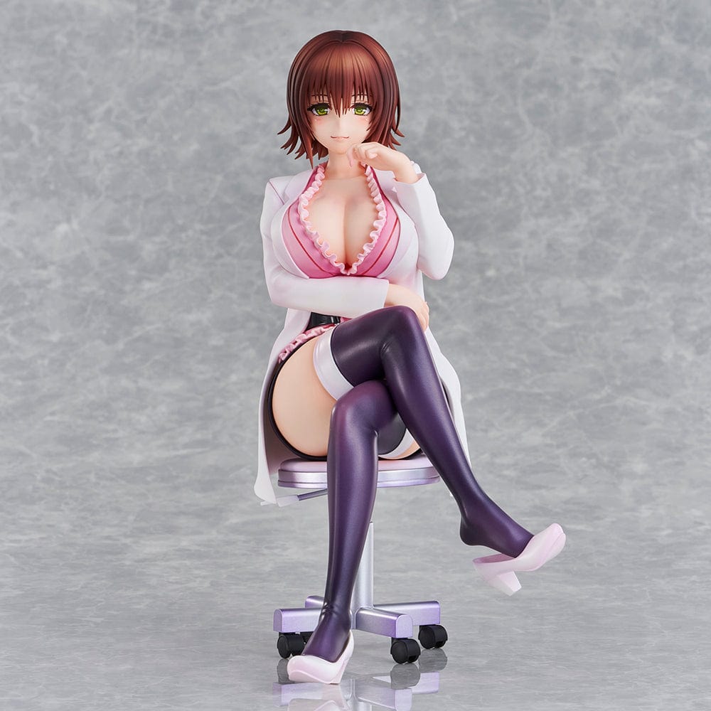 To Love-Ru Darkness Ryoko Mikado School Nurse Ver. figure seated in pink outfit with lab coat and stockings.