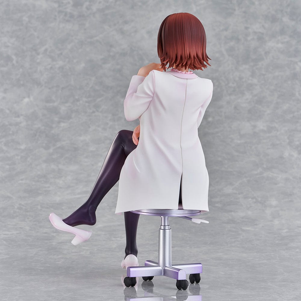 To Love-Ru Darkness Ryoko Mikado School Nurse Ver. figure seated in pink outfit with lab coat and stockings.