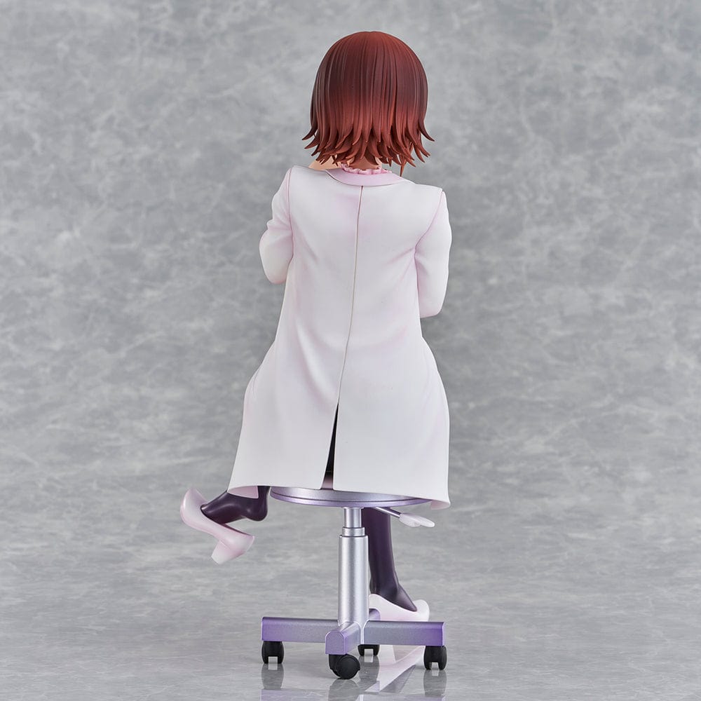 To Love-Ru Darkness Ryoko Mikado School Nurse Ver. figure seated in pink outfit with lab coat and stockings.