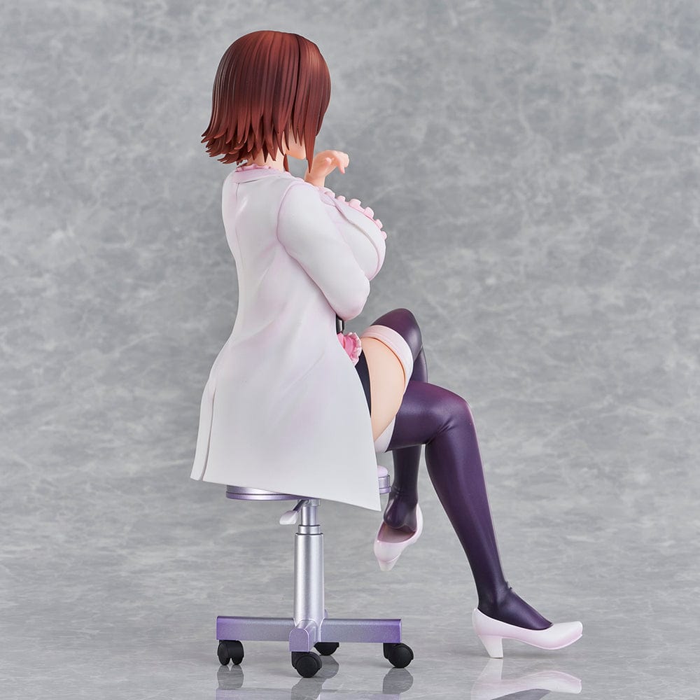 To Love-Ru Darkness Ryoko Mikado School Nurse Ver. figure seated in pink outfit with lab coat and stockings.