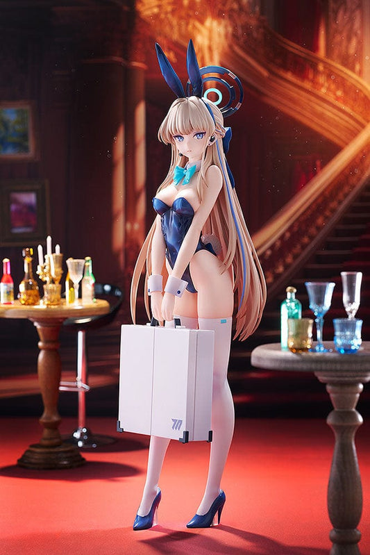 Blue Archive Toki Asuma (Bunny Girl) 1/7 Scale Figure showcasing exquisite detail and craftsmanship, featuring Toki Asuma in a sleek blue bunny outfit, holding a briefcase with a poised and serene expression.