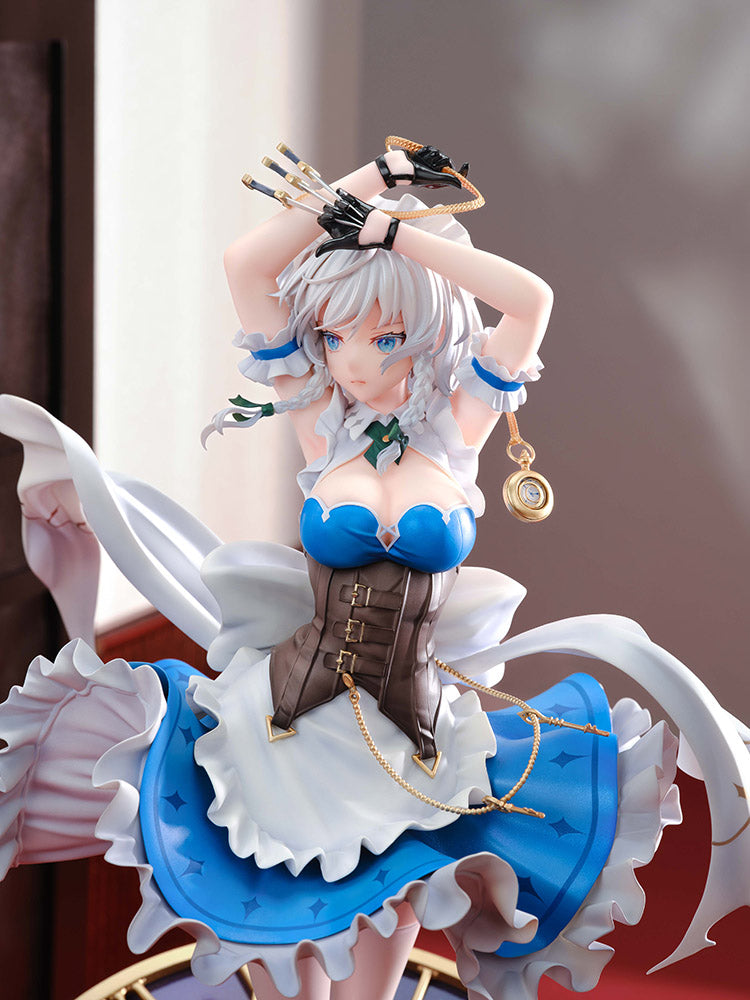 Touhou Project Sakuya Izayoi (Luna Dial Deluxe Ver.) 1/6 Scale Figure - Detailed anime figure of Sakuya Izayoi in a dynamic pose, holding the Luna Dial, with a beautifully designed base featuring clockwork elements.