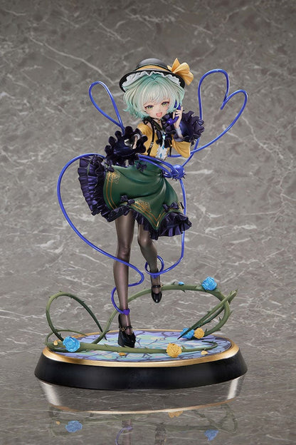 Touhou Project True Horror! Standing Right Behind You Koishi Komeiji 1/6 Scale Figure DELUXE EDITION featuring intricate details, a stained-glass-style base, and interchangeable facial expressions, set against a gray background.