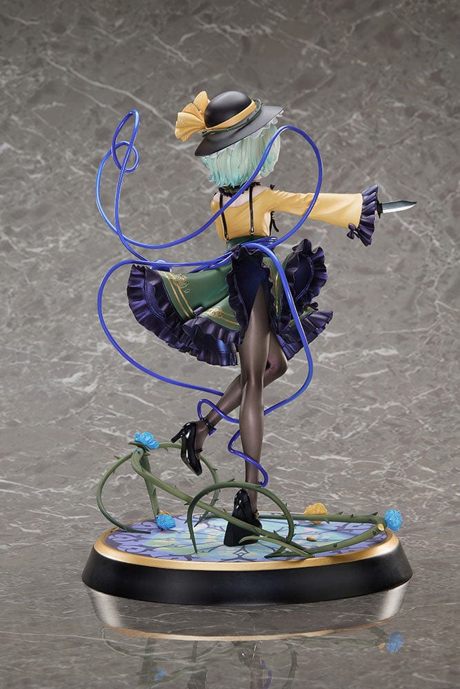 Touhou Project True Horror! Standing Right Behind You Koishi Komeiji 1/6 Scale Figure DELUXE EDITION featuring intricate details, a stained-glass-style base, and interchangeable facial expressions, set against a gray background.