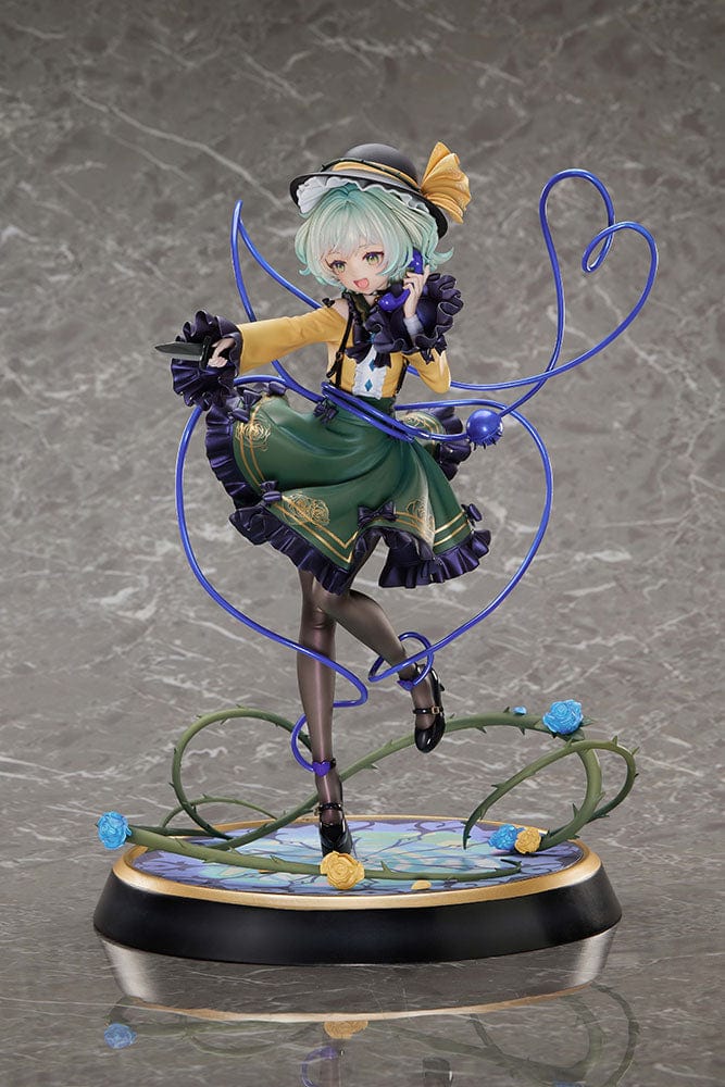 Touhou Project True Horror! Standing Right Behind You Koishi Komeiji 1/6 Scale Figure DELUXE EDITION featuring intricate details, a stained-glass-style base, and interchangeable facial expressions, set against a gray background.