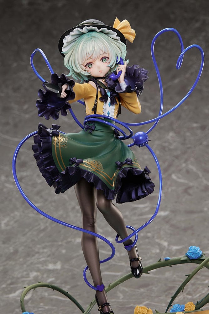 Touhou Project True Horror! Standing Right Behind You Koishi Komeiji 1/6 Scale Figure DELUXE EDITION featuring intricate details, a stained-glass-style base, and interchangeable facial expressions, set against a gray background.