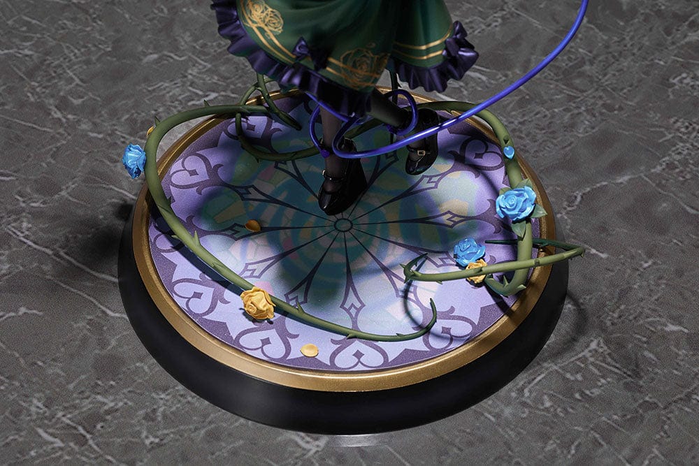 Touhou Project True Horror! Standing Right Behind You Koishi Komeiji 1/6 Scale Figure DELUXE EDITION featuring intricate details, a stained-glass-style base, and interchangeable facial expressions, set against a gray background.