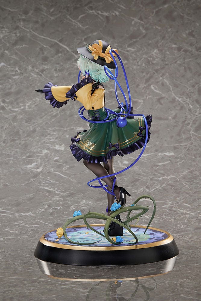 Touhou Project True Horror! Standing Right Behind You Koishi Komeiji 1/6 Scale Figure DELUXE EDITION featuring intricate details, a stained-glass-style base, and interchangeable facial expressions, set against a gray background.