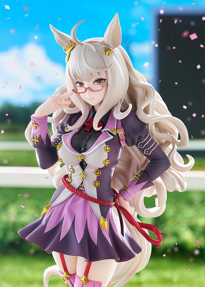 Uma Musume: Pretty Derby Biwa Hayahide 1/7 Scale Figure with intricate base, silver hair, and purple attire.