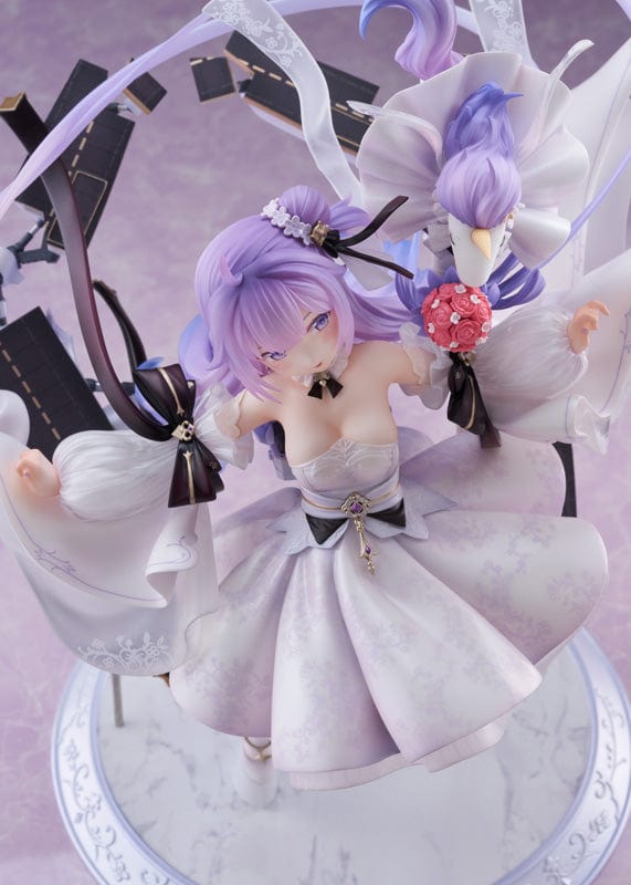 Azur Lane Unicorn (A Dream of Pure Vows) 1/7 Scale Figure in a flowing white gown with delicate lace patterns, soft purple hair, and dynamic ribbons, standing on an elegant base.