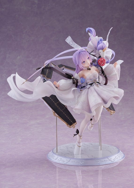 Azur Lane Unicorn (A Dream of Pure Vows) 1/7 Scale Figure in a flowing white gown with delicate lace patterns, soft purple hair, and dynamic ribbons, standing on an elegant base.