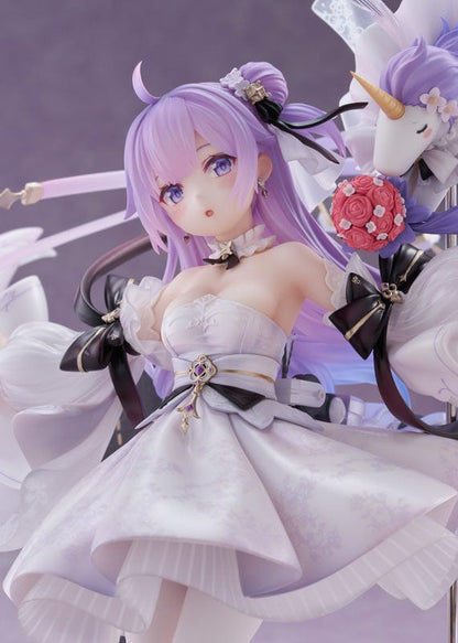 Azur Lane Unicorn (A Dream of Pure Vows) 1/7 Scale Figure in a flowing white gown with delicate lace patterns, soft purple hair, and dynamic ribbons, standing on an elegant base.