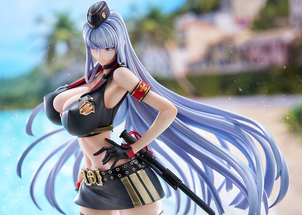 Valkyria Chronicles 4 Selvaria Bles (Swimsuit Ver.) 1/7 Scale Figure, showcasing Selvaria in a swimsuit-inspired military uniform with flowing silver hair.