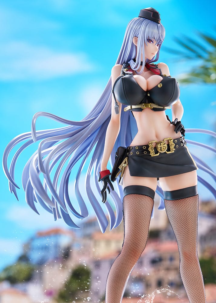 Valkyria Chronicles 4 Selvaria Bles (Swimsuit Ver.) 1/7 Scale Figure, showcasing Selvaria in a swimsuit-inspired military uniform with flowing silver hair.