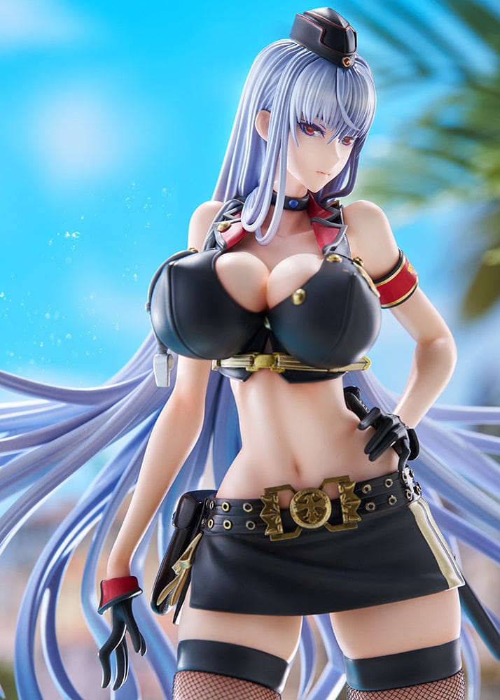 Valkyria Chronicles 4 Selvaria Bles (Swimsuit Ver.) 1/7 Scale Figure, showcasing Selvaria in a swimsuit-inspired military uniform with flowing silver hair.