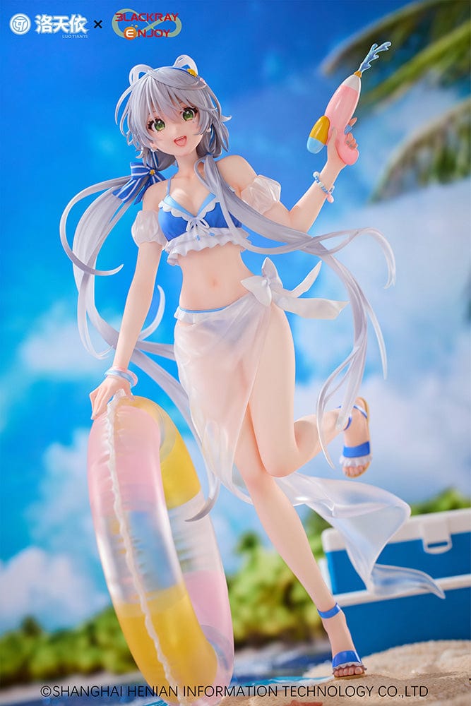 Vsinger Luo Tianyi Summer Sea Breeze Ver. 1/7 Scale Figure, featuring Luo Tianyi in a beach outfit with a water blaster and an inflatable ring on a beach-themed base.