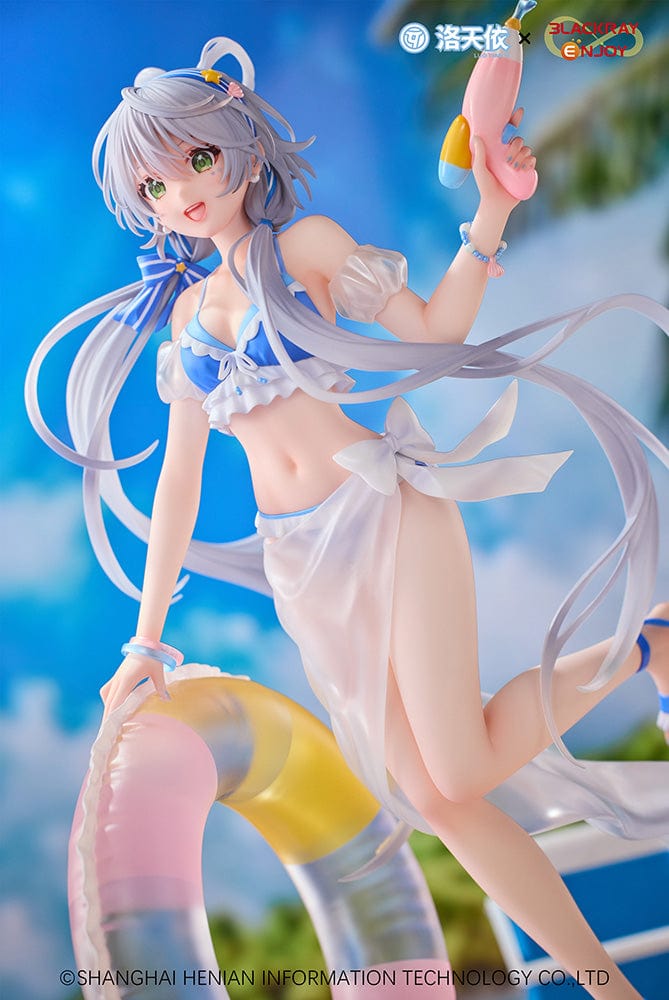 Vsinger Luo Tianyi Summer Sea Breeze Ver. 1/7 Scale Figure, featuring Luo Tianyi in a beach outfit with a water blaster and an inflatable ring on a beach-themed base.