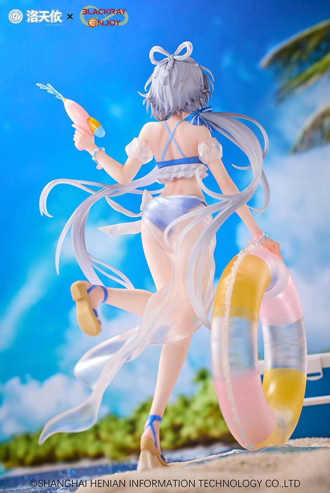 Vsinger Luo Tianyi Summer Sea Breeze Ver. 1/7 Scale Figure, featuring Luo Tianyi in a beach outfit with a water blaster and an inflatable ring on a beach-themed base.