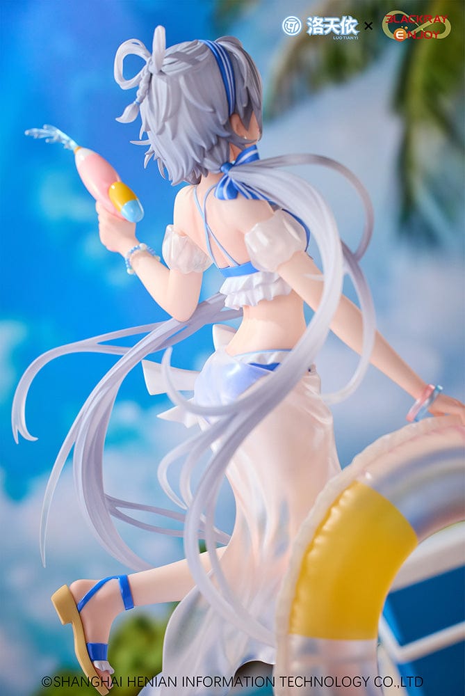 Vsinger Luo Tianyi Summer Sea Breeze Ver. 1/7 Scale Figure, featuring Luo Tianyi in a beach outfit with a water blaster and an inflatable ring on a beach-themed base.