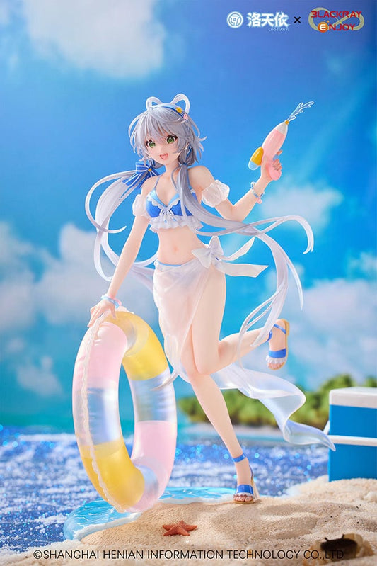 Vsinger Luo Tianyi Summer Sea Breeze Ver. 1/7 Scale Figure, featuring Luo Tianyi in a beach outfit with a water blaster and an inflatable ring on a beach-themed base.