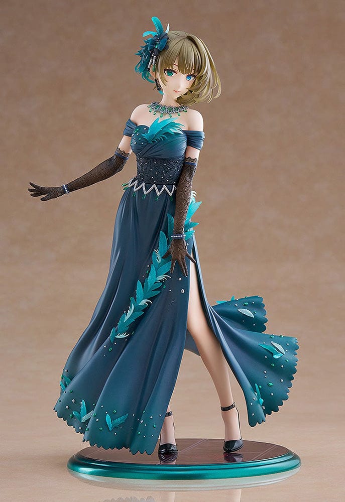 The Idolmaster Cinderella Girls DreamTech Kaede Takagaki (Pretty Liar) 1/7 Scale Figure showcasing her elegant teal gown and graceful pose.