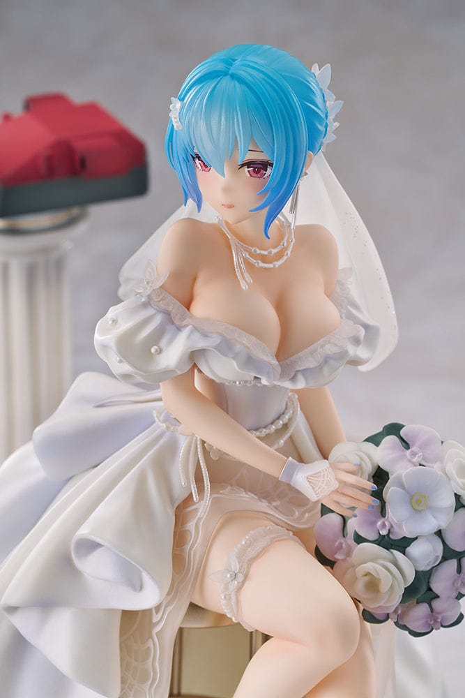 Warship Girls R Prinz Eugen (My Heart Ver.) 1/7 Scale Figure featuring a wedding gown, seated pose, and detailed pillars with naval artillery elements.