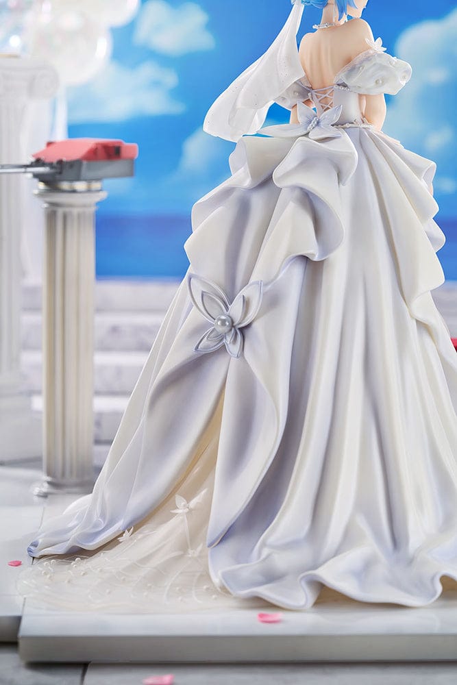 Warship Girls R Prinz Eugen (My Heart Ver.) 1/7 Scale Figure featuring a wedding gown, seated pose, and detailed pillars with naval artillery elements.