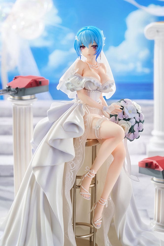 Warship Girls R Prinz Eugen (My Heart Ver.) 1/7 Scale Figure featuring a wedding gown, seated pose, and detailed pillars with naval artillery elements.