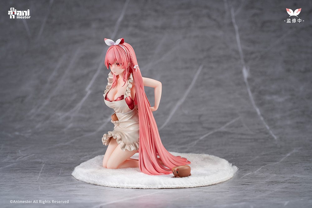 White Rabbit Rosu (Apron Ver.) 1/7 Scale Figure with pink hair, ruffled apron, and bunny companion on a soft white base.