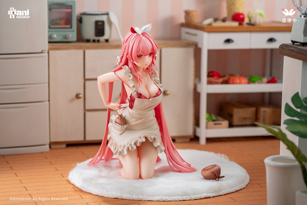 White Rabbit Rosu (Apron Ver.) 1/7 Scale Figure with pink hair, ruffled apron, and bunny companion on a soft white base.