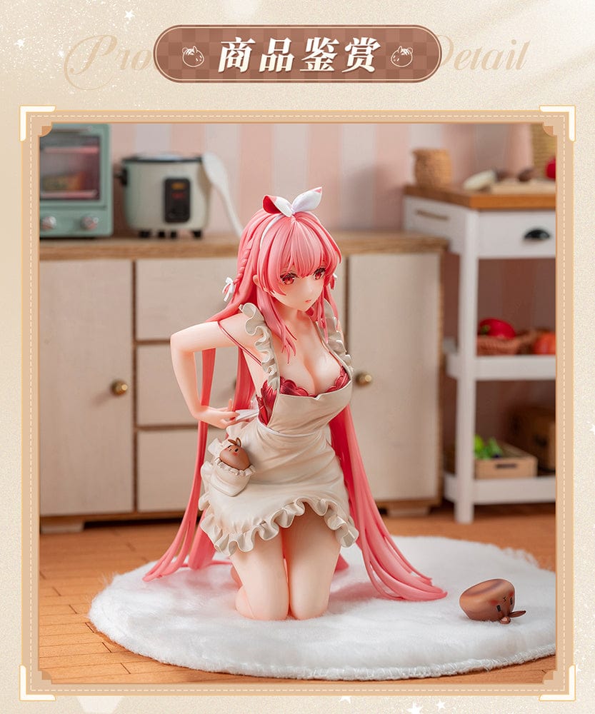 White Rabbit Rosu (Apron Ver.) 1/7 Scale Figure with pink hair, ruffled apron, and bunny companion on a soft white base.