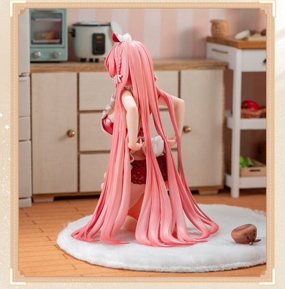 White Rabbit Rosu (Apron Ver.) 1/7 Scale Figure with pink hair, ruffled apron, and bunny companion on a soft white base.