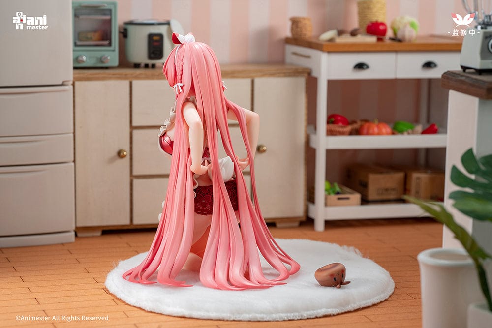 White Rabbit Rosu (Apron Ver.) 1/7 Scale Figure with pink hair, ruffled apron, and bunny companion on a soft white base.