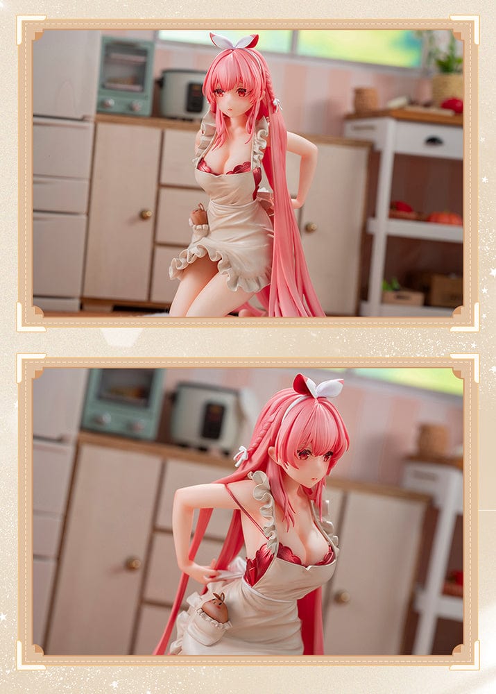 White Rabbit Rosu (Apron Ver.) 1/7 Scale Figure with pink hair, ruffled apron, and bunny companion on a soft white base.